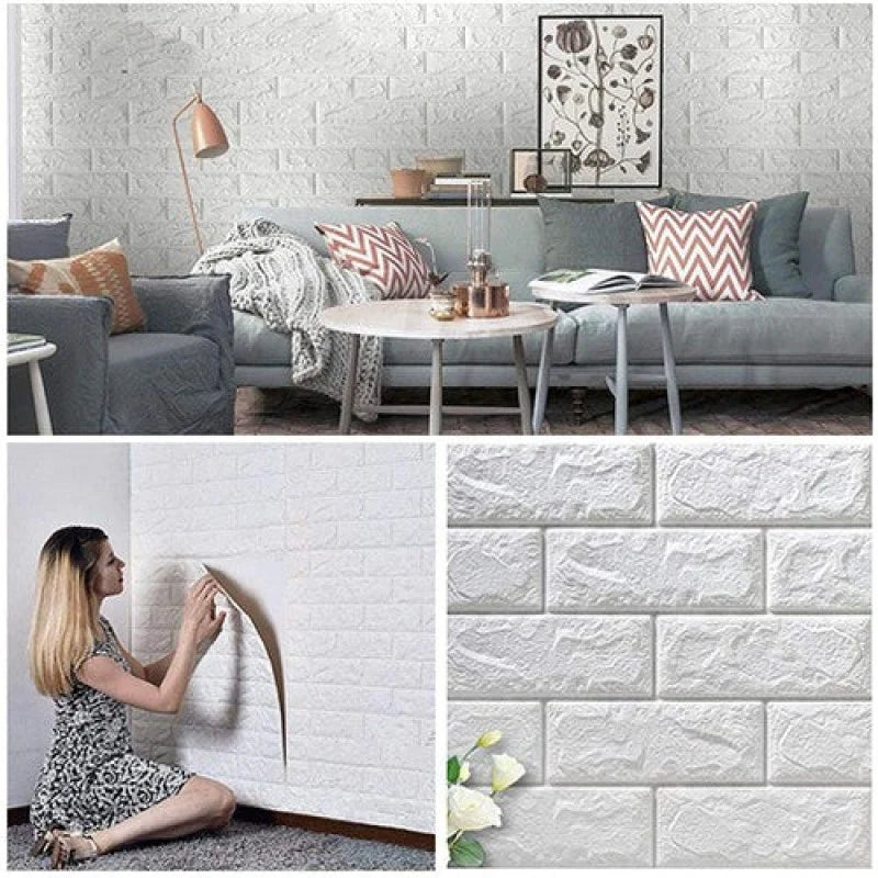 3D Waterproof Foam Brick Wallpaper - (2.26 X 2.52 Feet)